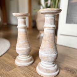 Ceramic pillar candle holder 13” tall / $13 each 