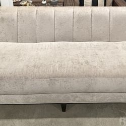 Custom Luxury Channel Tufted Sofas (Pair) – Champagne Performance Velvet