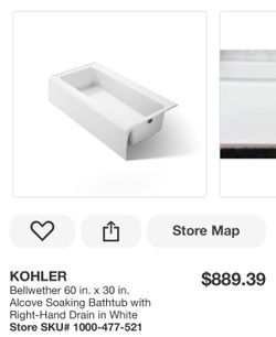 KOHLER Bellwether 60 in. × 30 in. Alcove Soaking Bathtub with Right-Hand Drain in White