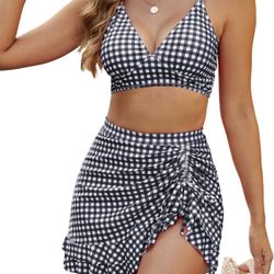 Jelly Women's High Waisted Bikini Sets Tummy Control Swim Skirt Two Piece Swim Suit 2025 Retro Swimsuit Xxl