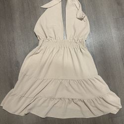 Chic Halter Neck Dress in Beige