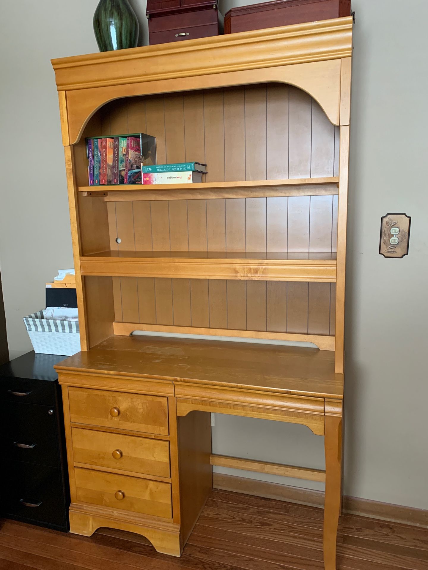 Twin bed, desk and night stand