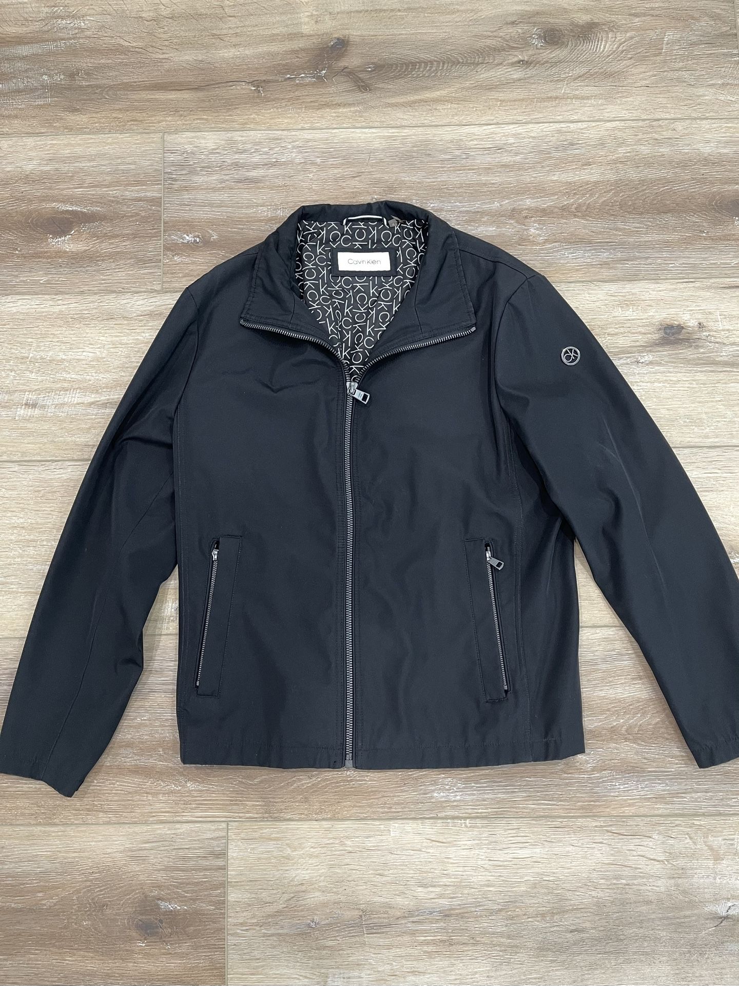 Calvin Klein Black Zipper Jacket w/ Inner Print