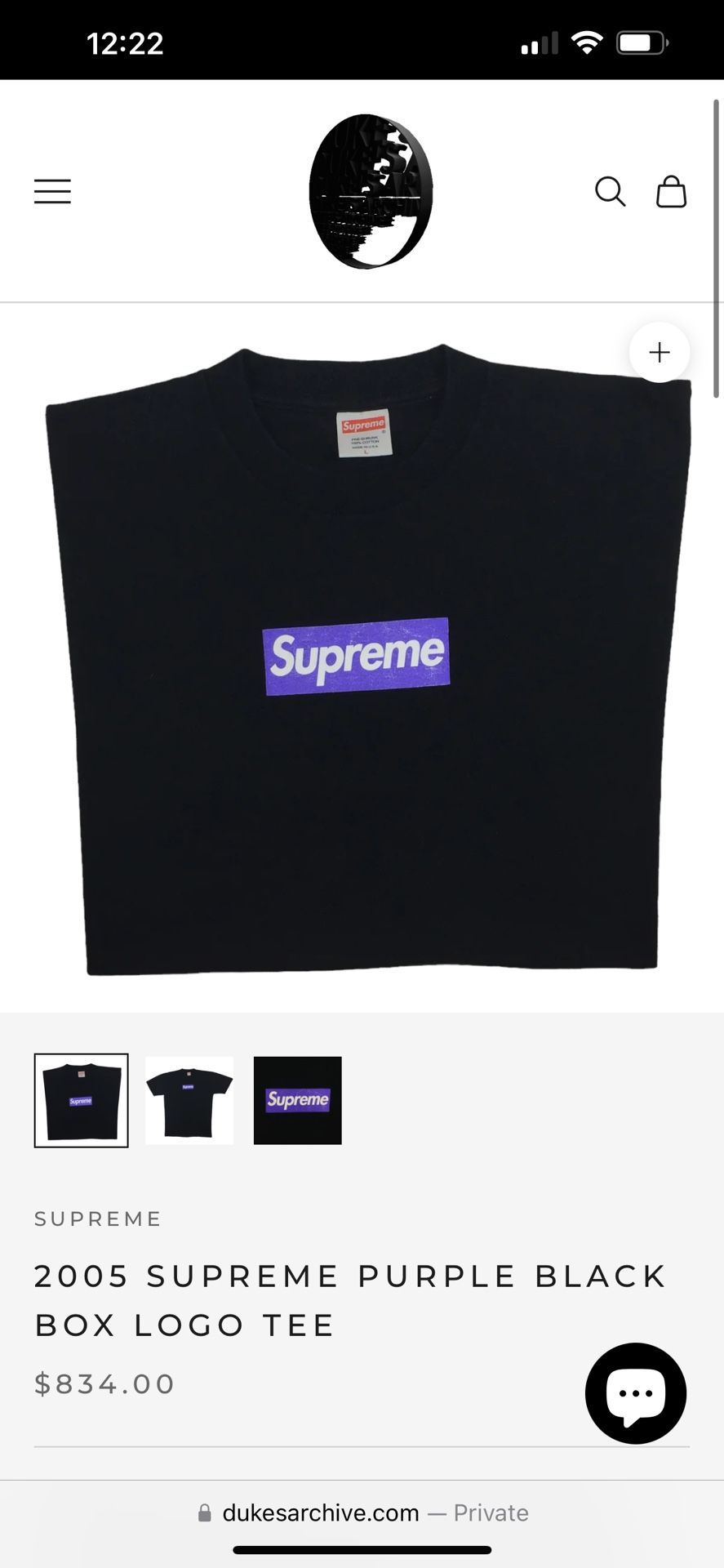 Supreme purple on cheap black box logo