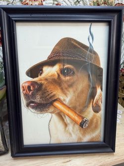 Dog smoking cigar picture