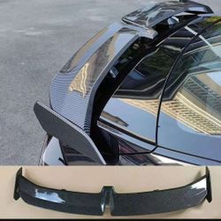 New In Box Universal Carbon Fiber Pattern Spoiler Rear Trunk Wing Down Force No Drilling Required GT Style