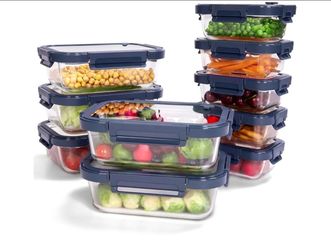 10 piece glass food storage containers with tempered lids