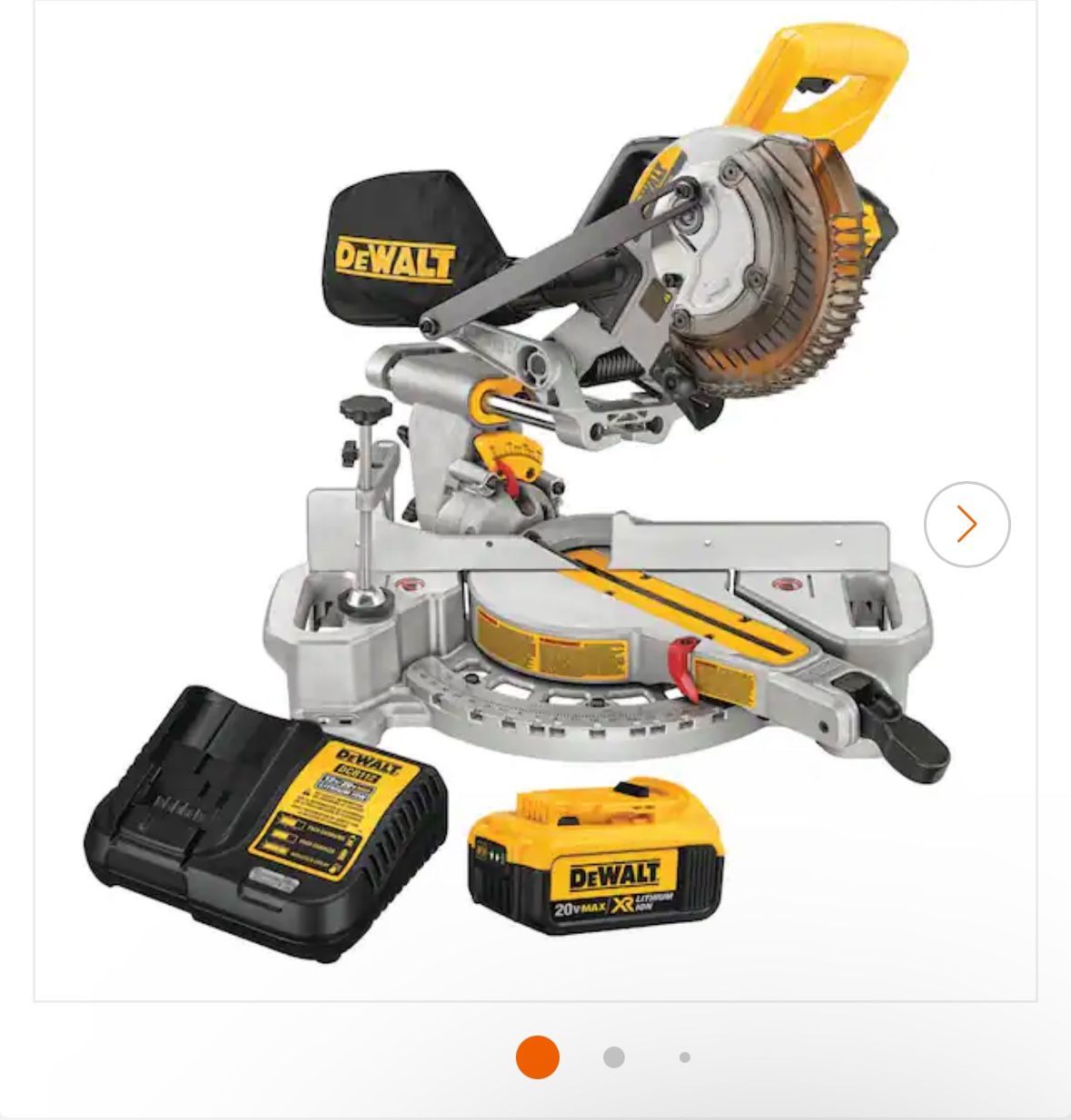 20V Cordless 7-1/4 in Sliding Miter Saw With Battery