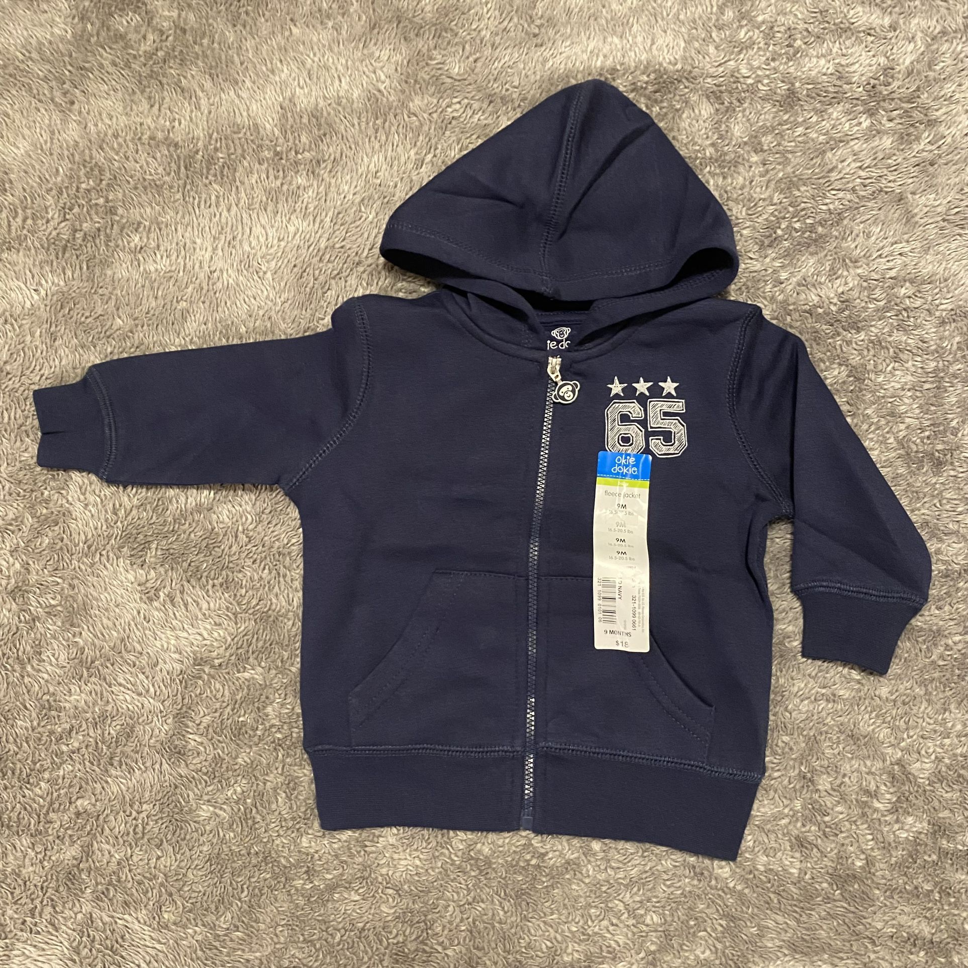 Boys Okie Dokie Sweatshirt Hoodie Navy Blue Size 9M New