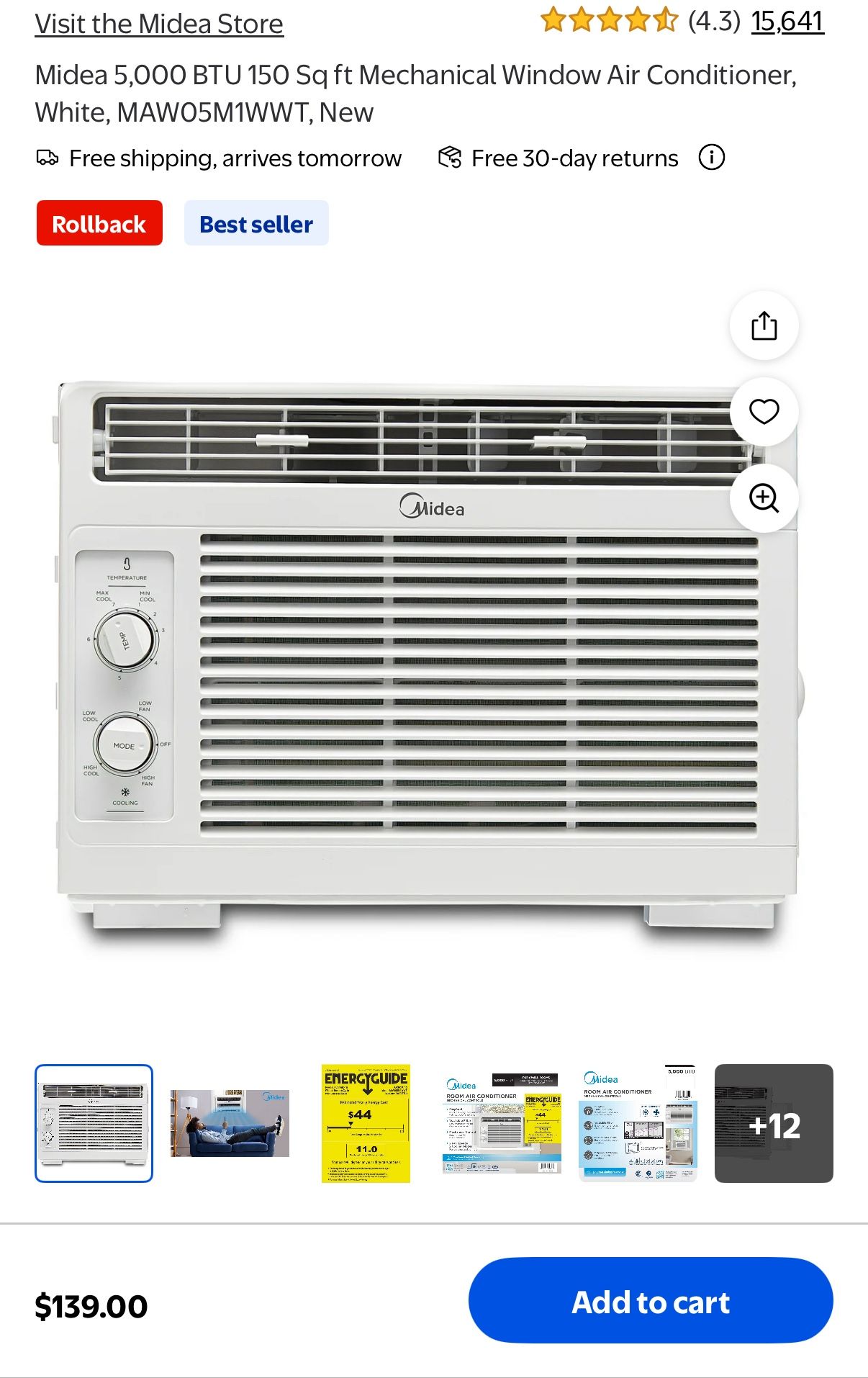 Modes 6000 BTU Window AC unit $75