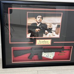 Scarface Shadowbox Wall Art – “Say Hello to My Little Friend” Framed