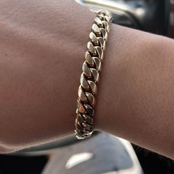 Real Solid Gold Cuban Link Bracelet
