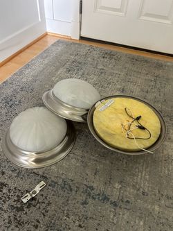 Set of 3 dome lights brushed nickel finish