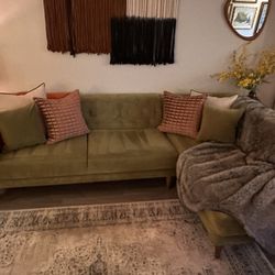 Velvet Sectional Sofa And Chair