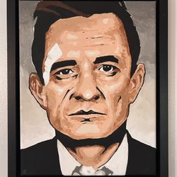 Johnny Cash Acrylic Painting Framed