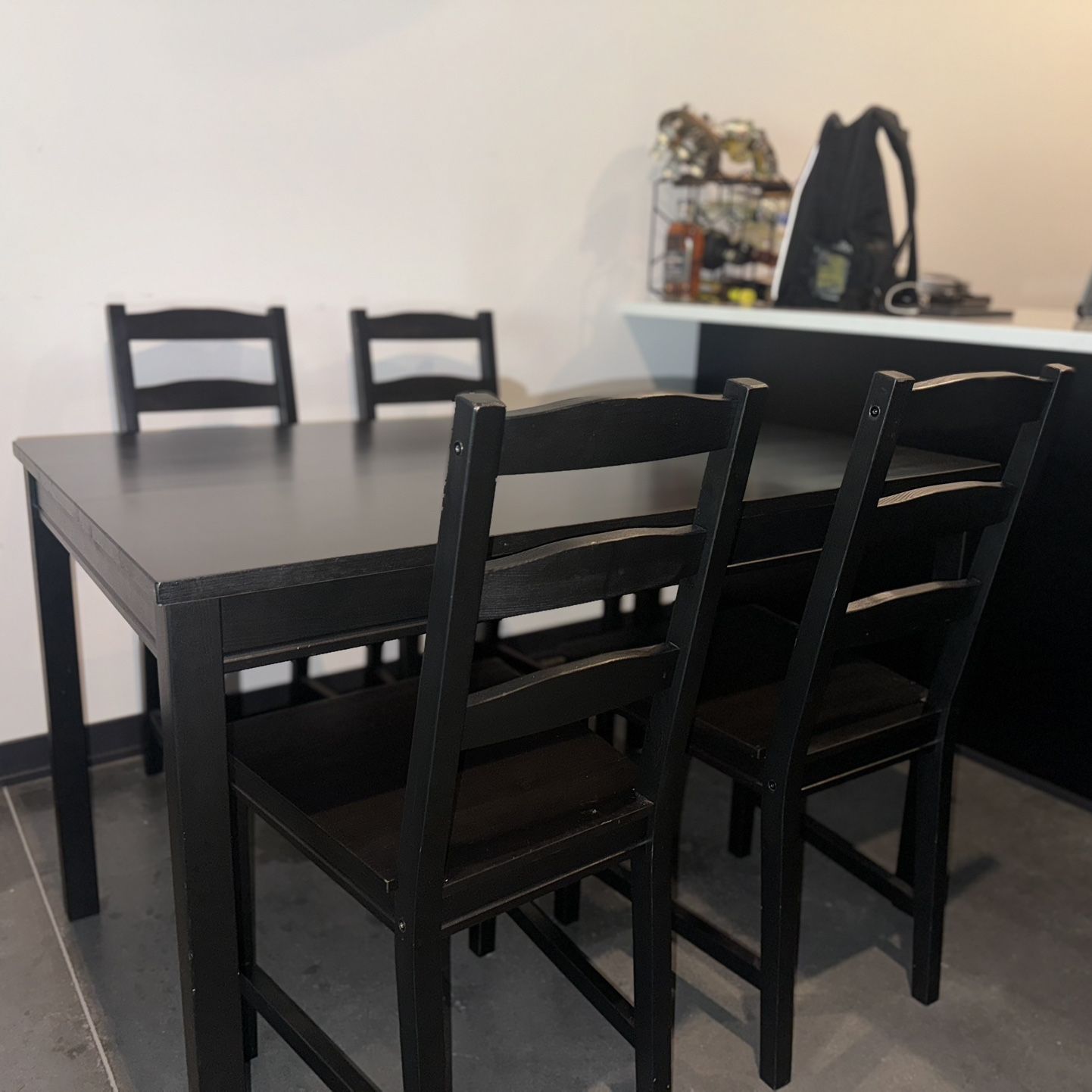 IKEA JOKKMOKK Table and 4 chairs, black-brown for Sale in