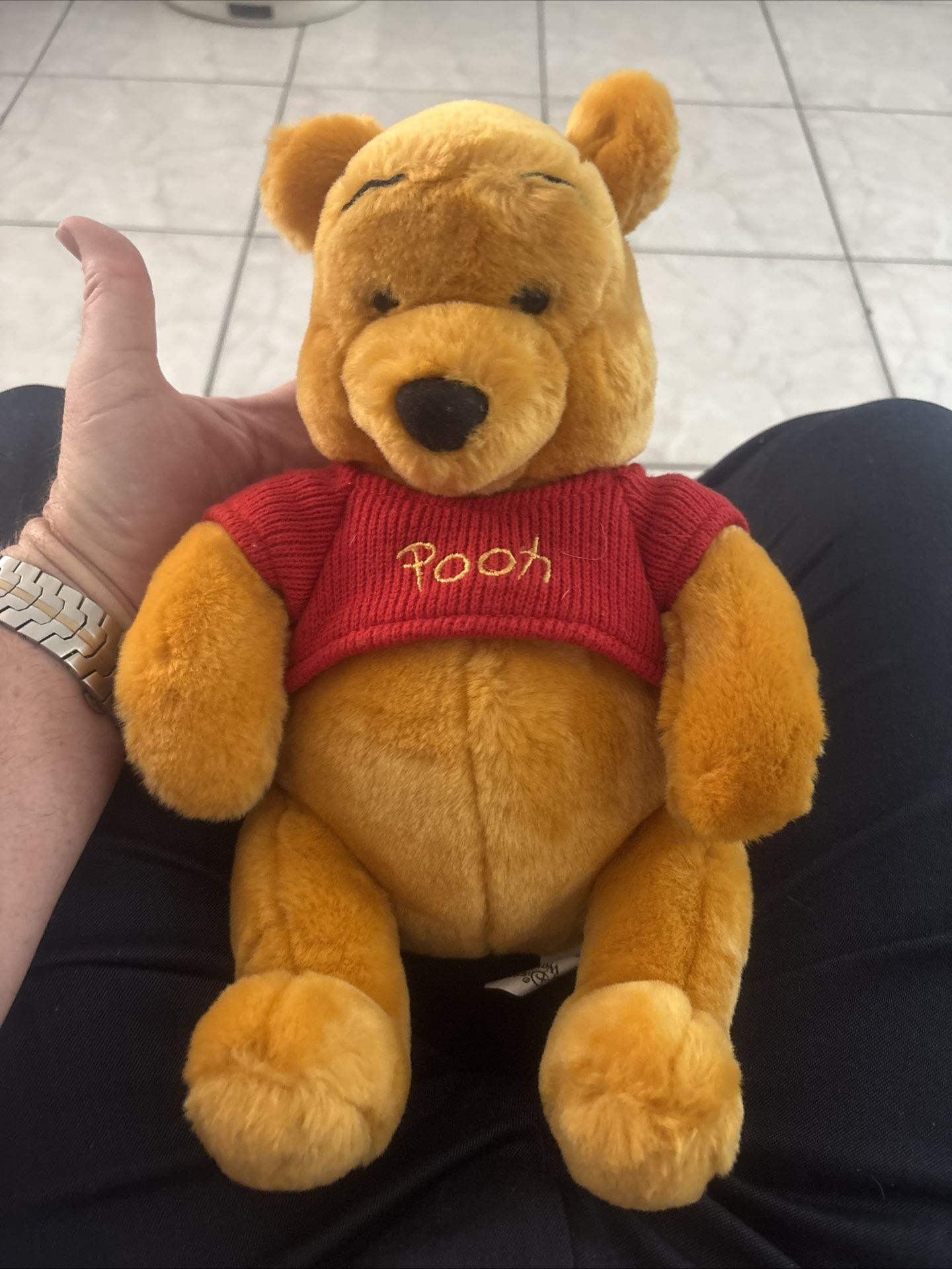 NEW with tags Disney 12” Vintage Winnie The Pooh Yellow Orange Red Stuffed bear