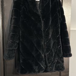 Women Calvin Klein Hooded Fur Jacket 
