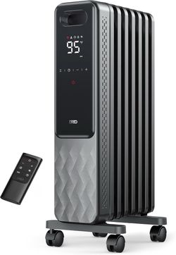 DREO Oil Filled Radiator Heater, Electric Heaters for indoor use Large Room Quiet, Digital Thermostat, ECO, Remote Control, 4 Modes, Child Lock, Overh