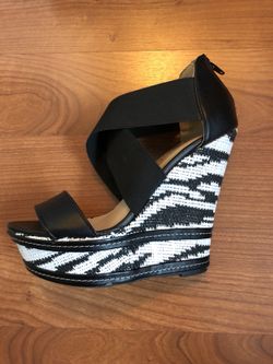 Shoe Republica Black and White Platform Wedges Size 6