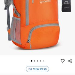 ZOMAKE Lightweight Packable Backpack 30L, Foldable Hiking Backpacks Water Resistant Compact Folding Daypack for Travel(Orange)