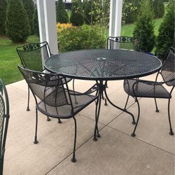 Patio Table And 4 Chairs 4 Green Cushions 