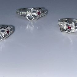 Double Heart Ring Size 4 White Gold S925