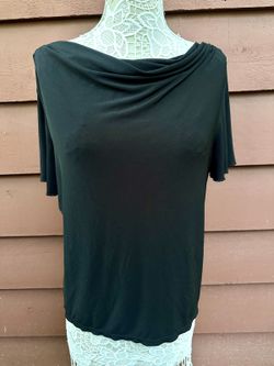 George Stretch Black Cowl Neck Short Sleeve Top