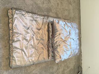 West Elm Silver Satin Quilt and two Euro Shams (pillow inserts not included)