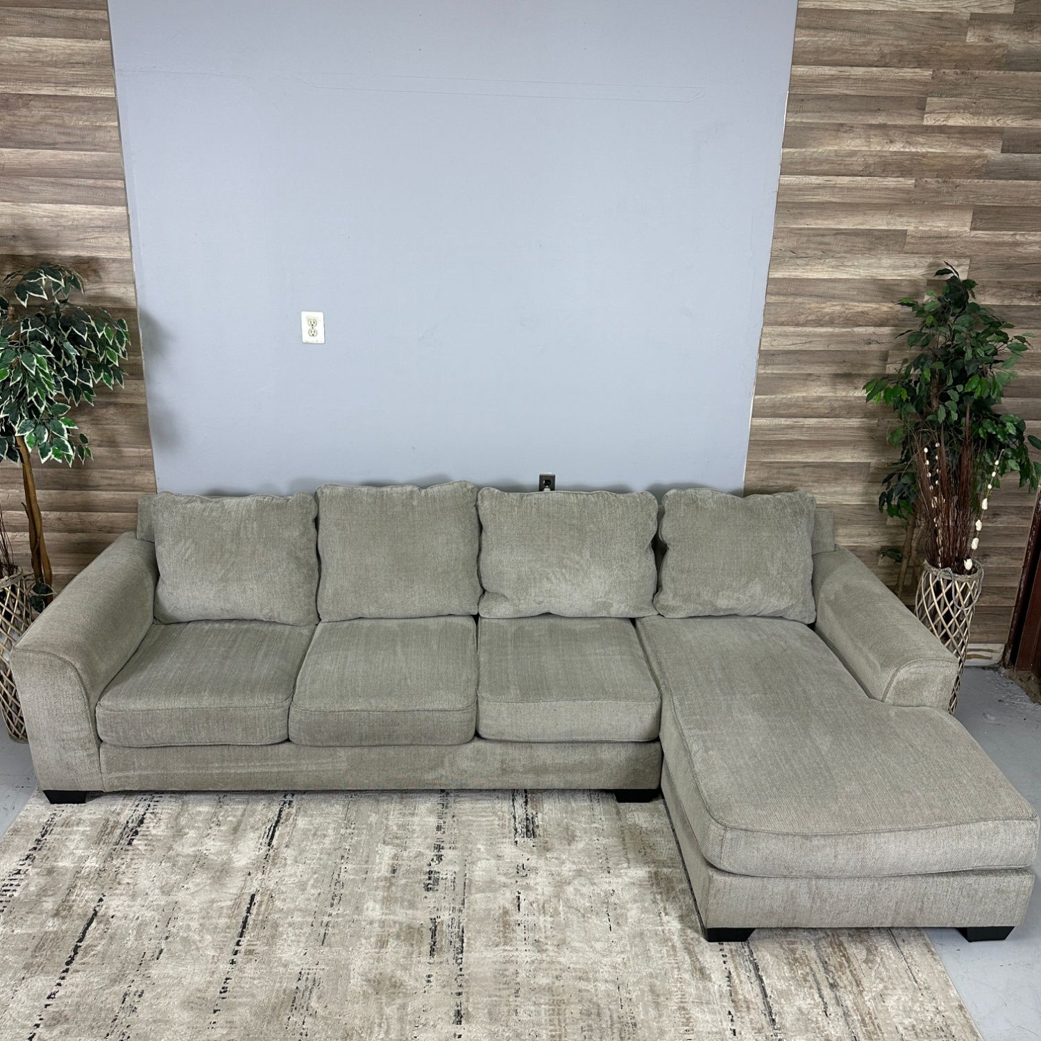Large Oatmeal Grey Sectional - Delivery Available