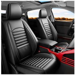 Fit Mazda 3 Car Seat Covers (5 Seats Full Set) 2009-2024,2025 and 2026-Full Coverage Breathable Leather,Black