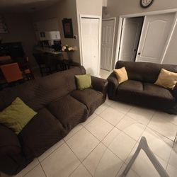 Leather Brown Sofa Set