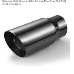 Exhaust Tip 4 Inch Inlet, 4" Inlet 5" Outlet 12" Overall Length Stainless Steel Chrome-Plated Exhaust Pipe,Angle Cut,Weld On,Chrome Black