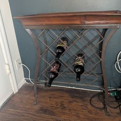 Wine Rack - Wrought Iron And Wood
