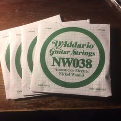 5) D Addario Nw038 nickel wound .038 strings