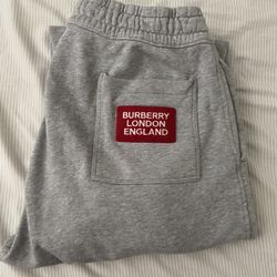 Grey Cotton Logo Burberry Sweatpants