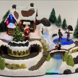 Vintage Avon Winter Wonderland Animated Fiber Optic Musical Decorative Christmas Village