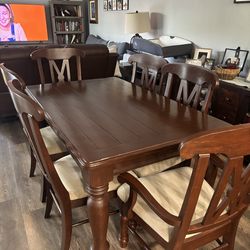 Dark Wood Dining Set with 6 chairs