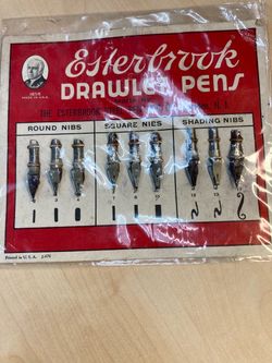 Vintage NOS The Esterbrook Steel Pen Mfg. Co. Of Drawlet Pen Nibs On Card