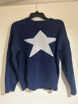 Navy Blue Star Knit Sweater XS