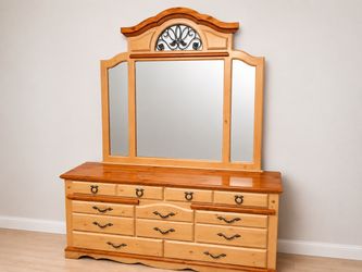 Dresser with Tri-Panel Mirror