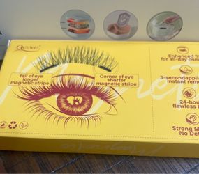 QUEWEL Magnetic Eyelashes, Reusable No Glue Needed Magnetic Eyelashes Kit with Applicator Lash Clusters Kit without Eyeliner So Soft and Easy to Wear 