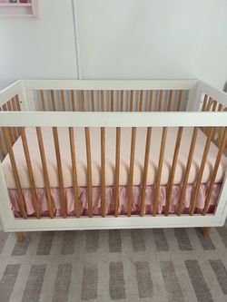 White and Wood Baby Crib