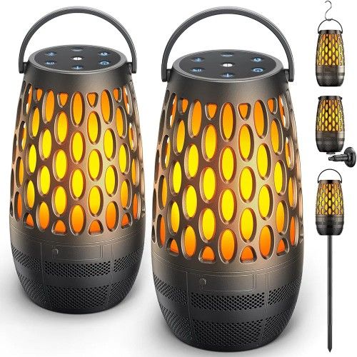 Outdoor Speakers Bluetooth Waterproof IPX6 with Flame Lights, Multi Sync