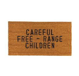 30”x16” Doormat with durable rubber backing- Careful, Free - Range Children, NEW