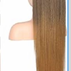 ponytail extension, 36 Inch Long Straight Drawstring Ponytail Synthetic (Chocolate Brown to Light Brown)  #121
