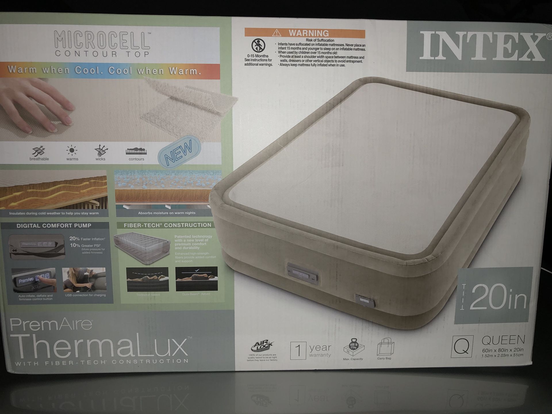 Intex thermalux queen air mattress (Brand new)