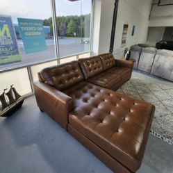 Baskove Auburn Real Leather L Shape Sectional Couch| Great Financing Options| 39$ Down Payment @ Fastest Delivery 🚚