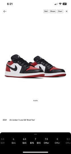 Air Jordan 1 Low GS 'Bred Toe'