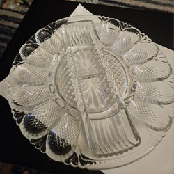 Vintage L.E. Smith Deviled Egg Platter with Relish Tray